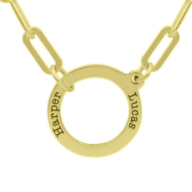 Family Anchor Engraved Necklace (Gold 