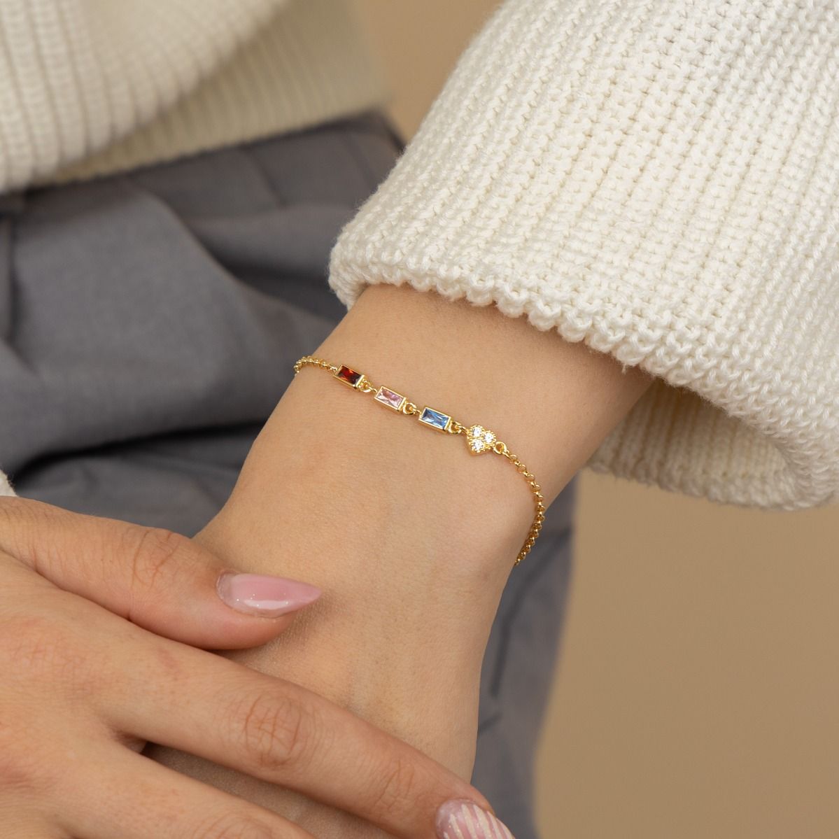 Gold Heart Bracelet Birthstone Bracelet for Mom Personalized Jewelry by Talisa
