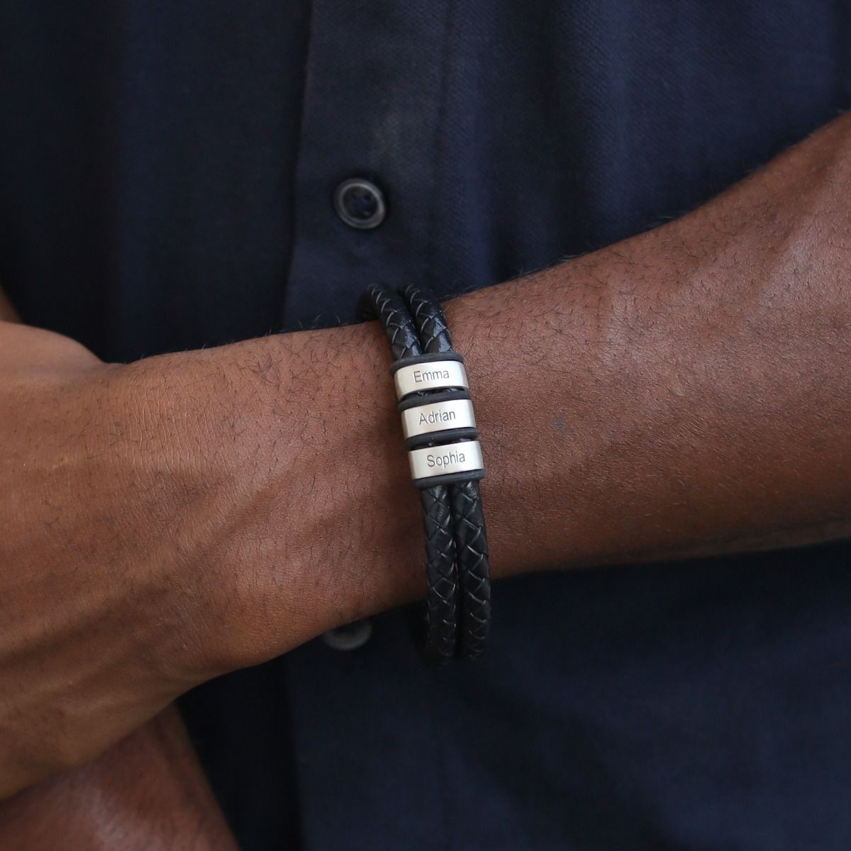leather bracelet braided - Ibiza classic black