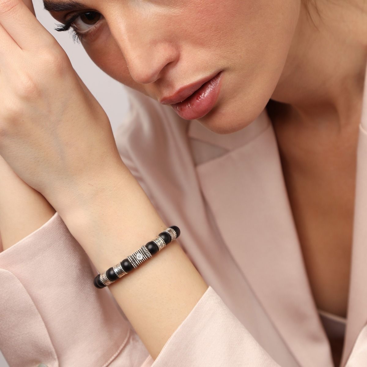 ベビーグッズも大集合 Onyx Black Bracelet Bracelet Stretchy - Bracelets Diamond - ミュージシャン