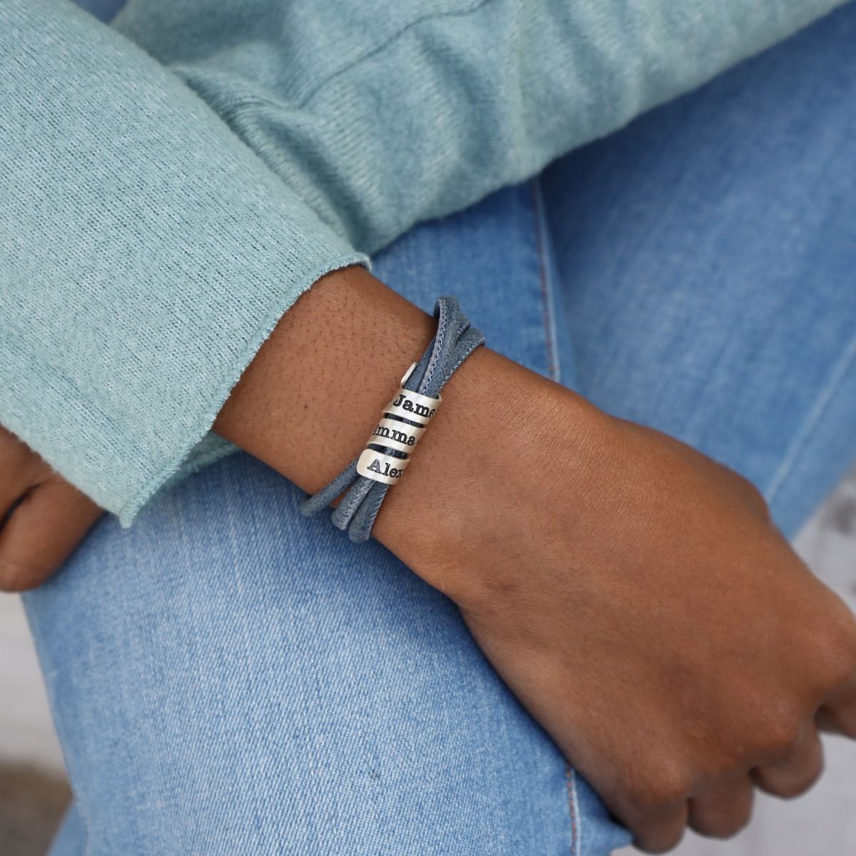 Family Name Suede Bracelet (Blue) - Talisa Jewelry