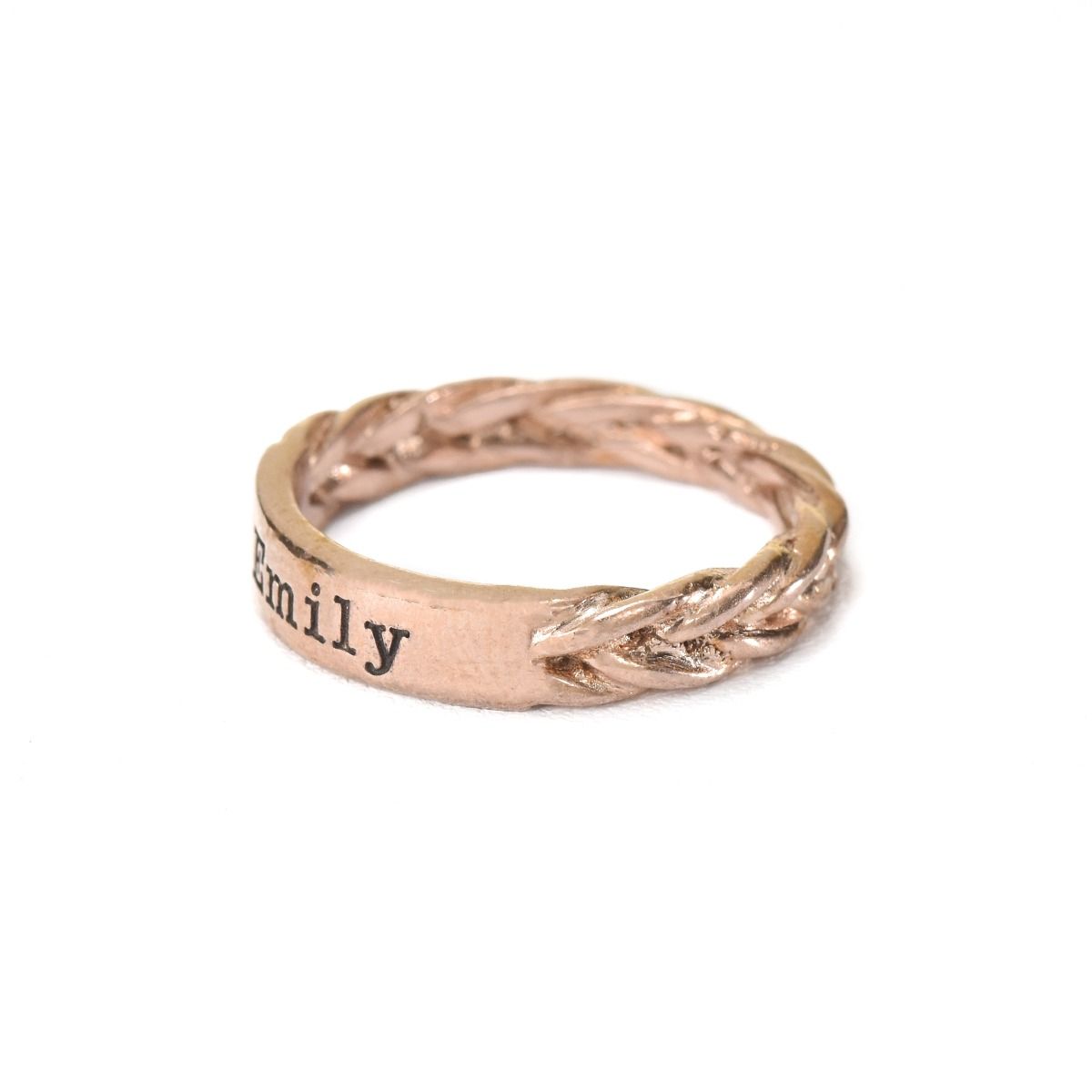 Stackable Name Rings Braided Rose Gold Plated Talisa Jewelry