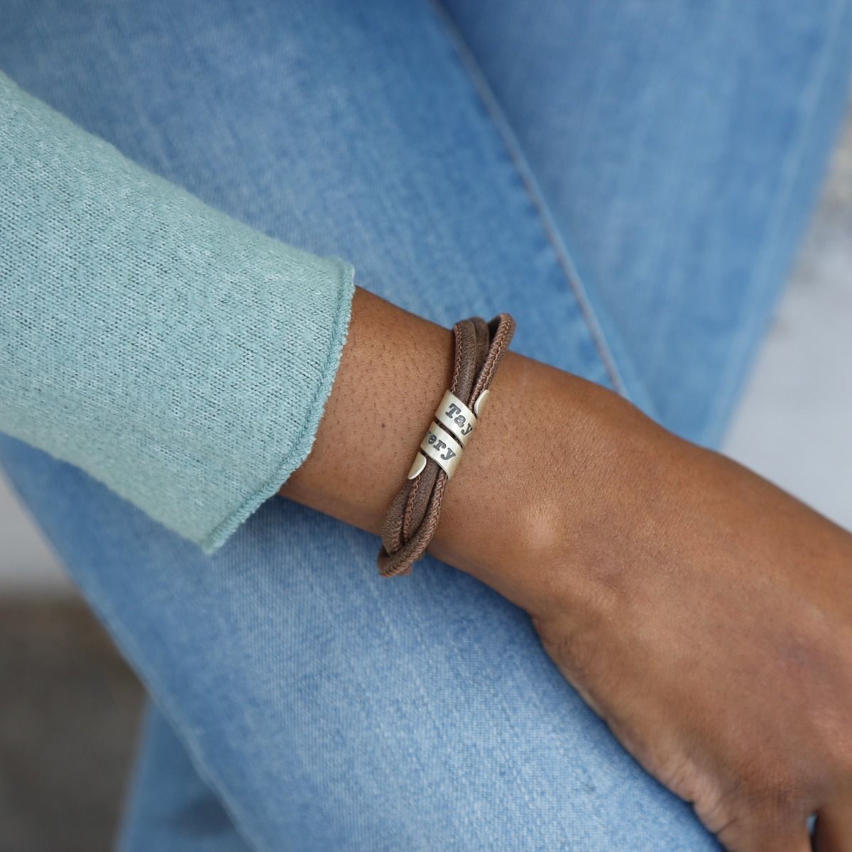 Family Name Suede Bracelet (Blue) - Talisa Jewelry