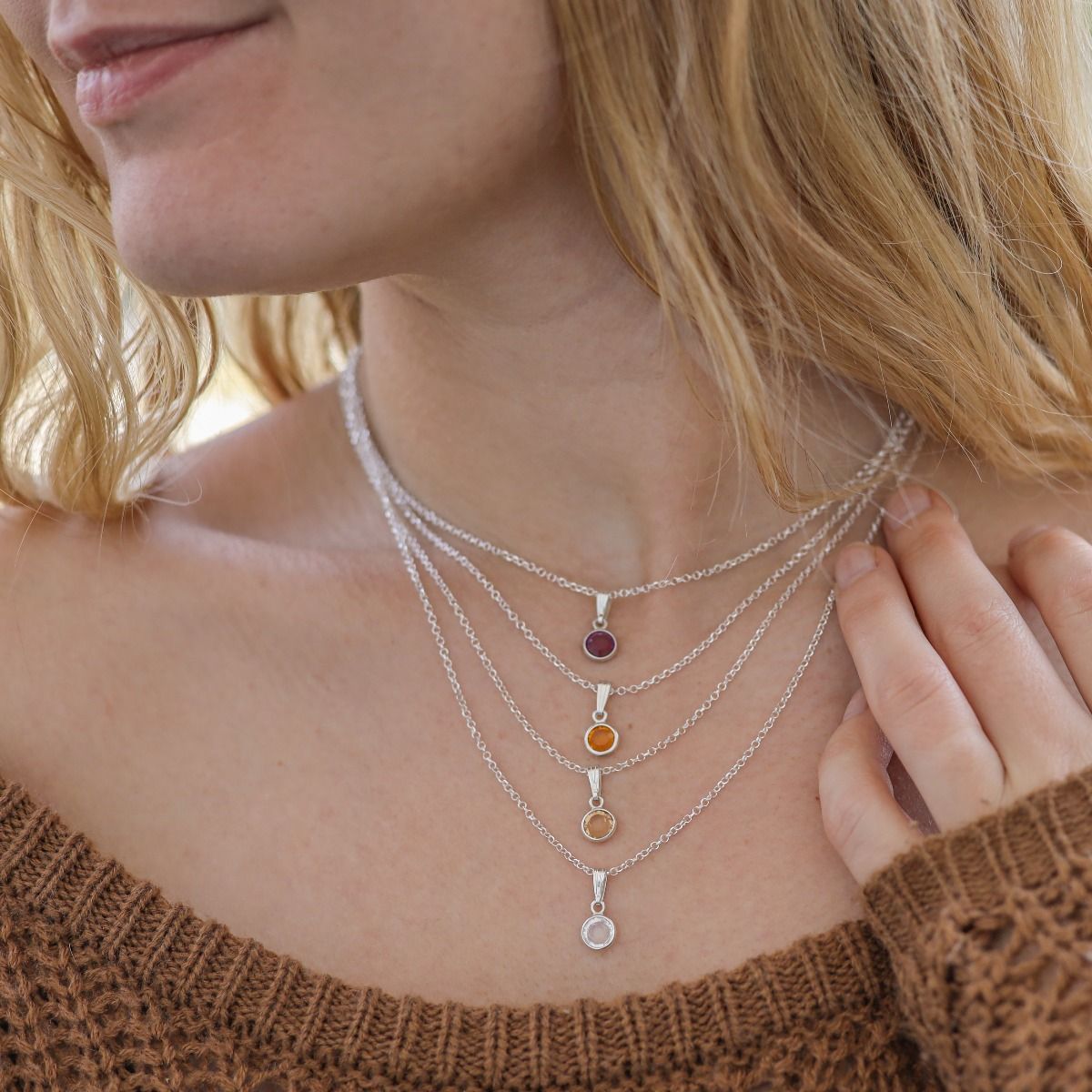 Stackable birthstone necklace top