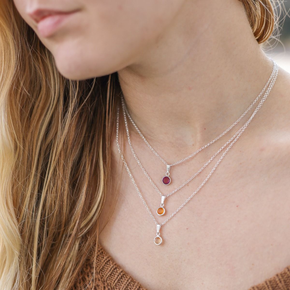 Layered birthstone necklace top
