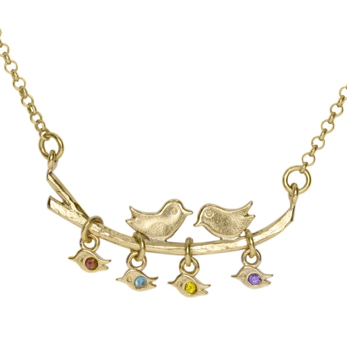 Bird top birthstone necklace