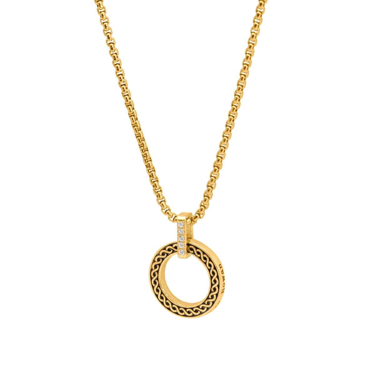 Gold chain with round pendant deals