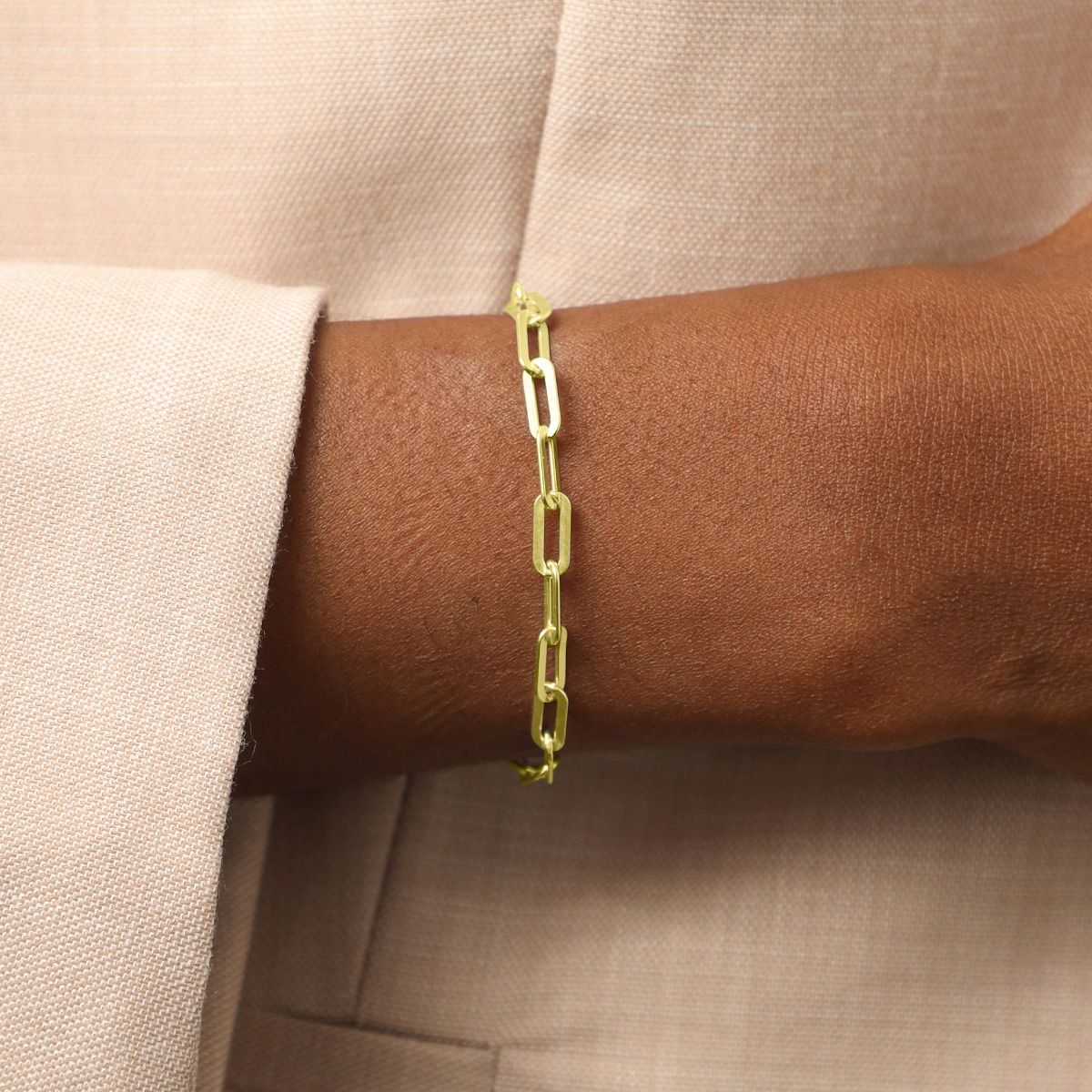 Flat Curb Chain Armband Sieraden Armbanden Schakelarmbanden Sierlijke gouden armbanden voor vrouwen 18k goud gevulde schakel ketting armband set Rechthoek Paper Clip Ketting Armbanden 