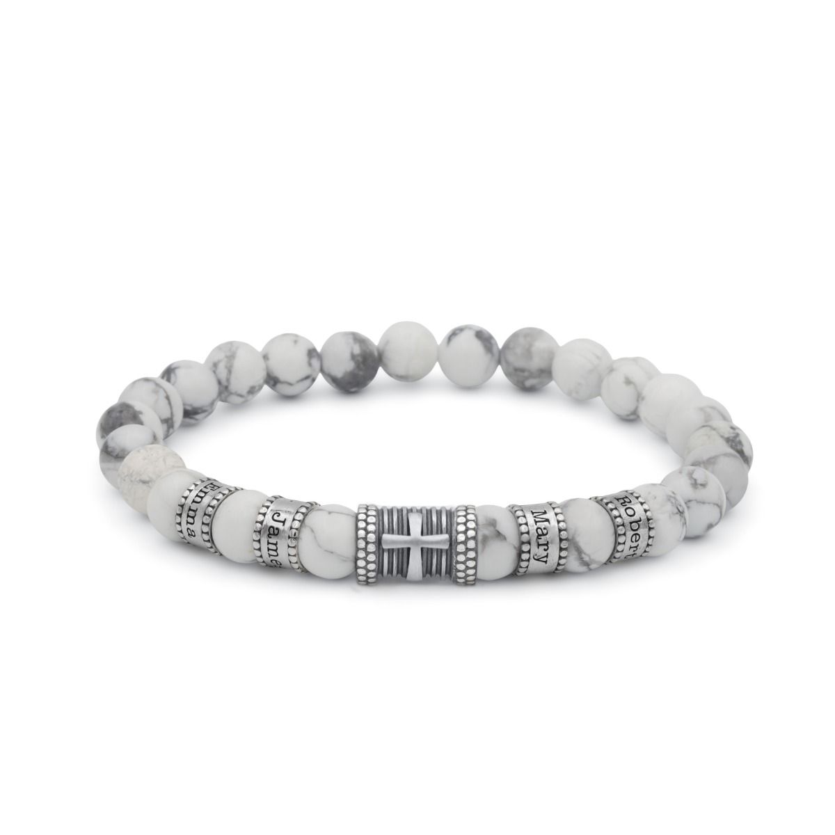 Jewelry Presents - Cross Women Name Bracelet with Howlite Stones