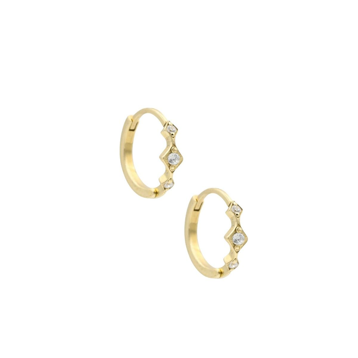 Crown Hoop Earrings - 3 Crystals in Gold Vermeil - Talisa