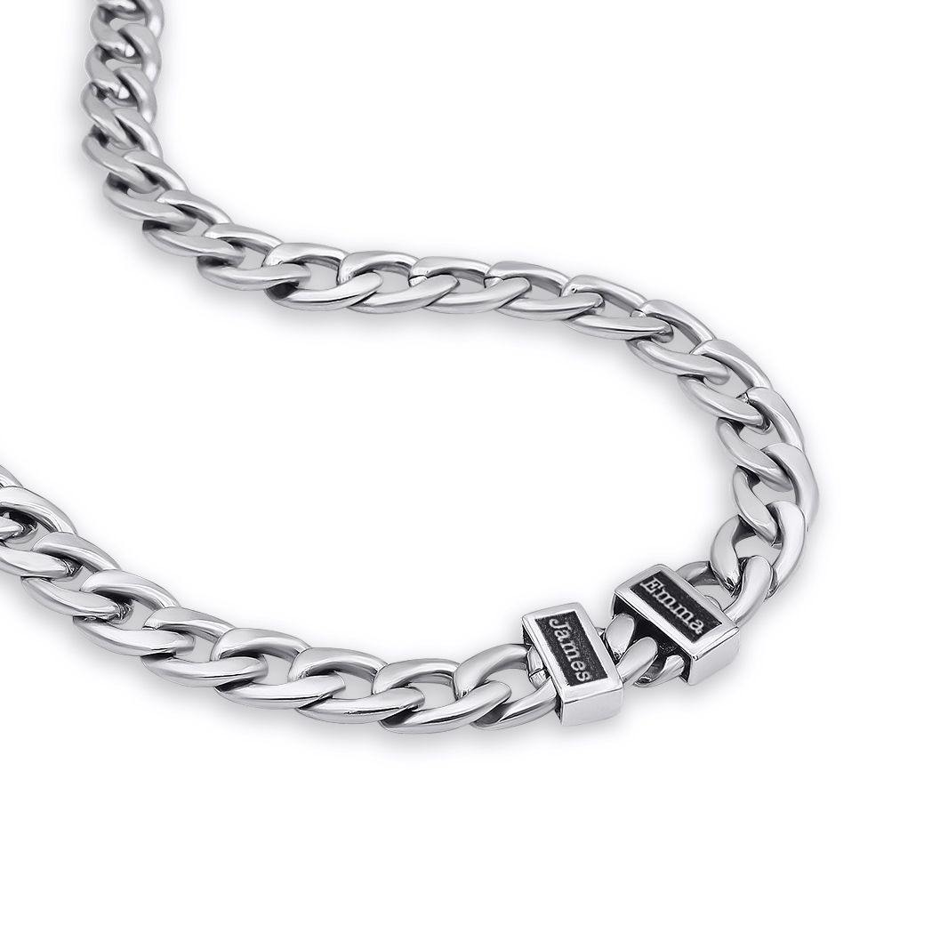 Men's Cuban Link Chain Name Necklace - Stainless Steel Chain