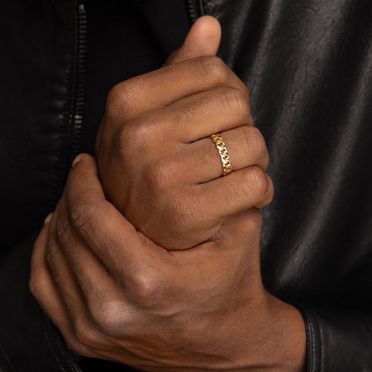 Gold Cuban Ring Mens Gold Chain Link Ring Men's Cuban Link Ring