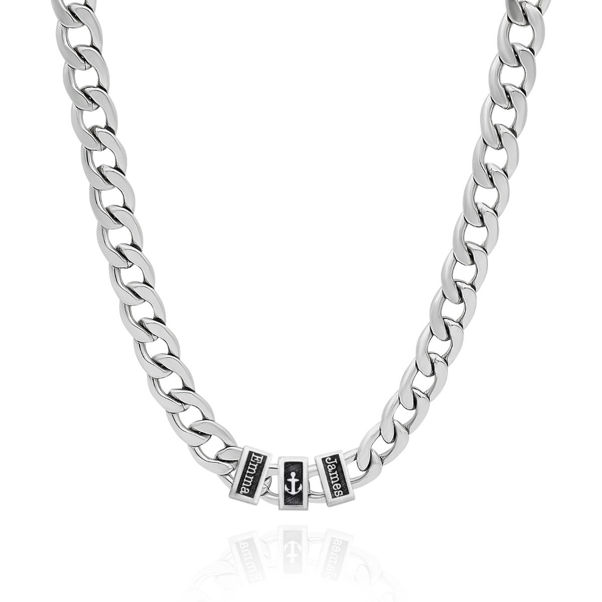 Cuban Link Chain with Anchor Pendant - Mens Necklace by Talisa