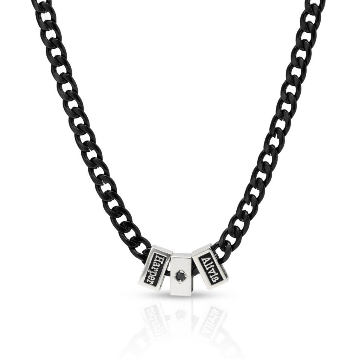 Dark Cuban with Diamond Diamond Cuban Link Chain Name Necklace by Talisa