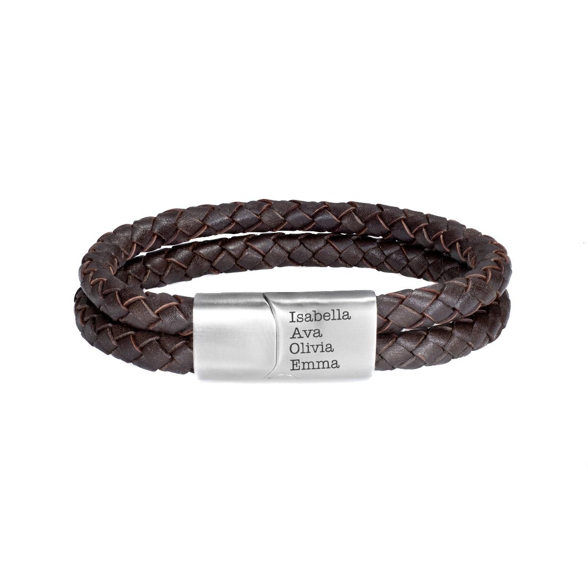 Custom name Leather Rope Bracelet Stainless Steel lettered magnetic buckle  double layer attractive bracelet for men and women