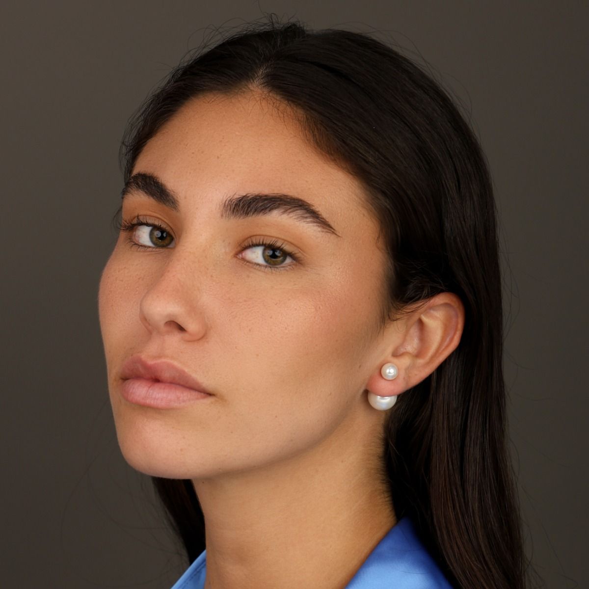 Double sided earrings sterling silver top