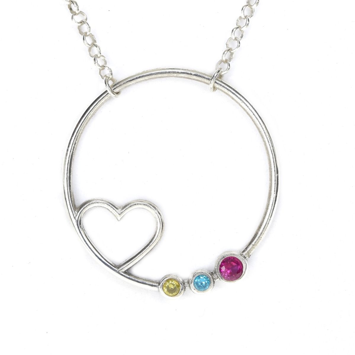 Necklace with Birthstones in Silver 