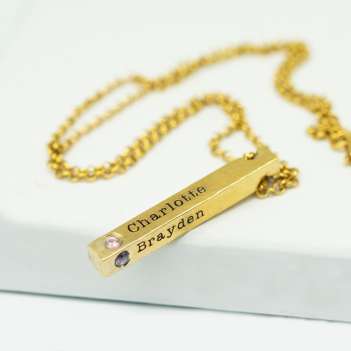 Necklace with Birthstones (Gold Plated 