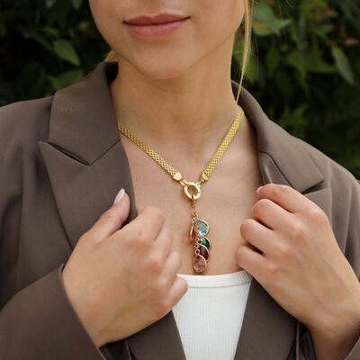 Emma Circle Birthstone Necklace 18K Gold Plated
