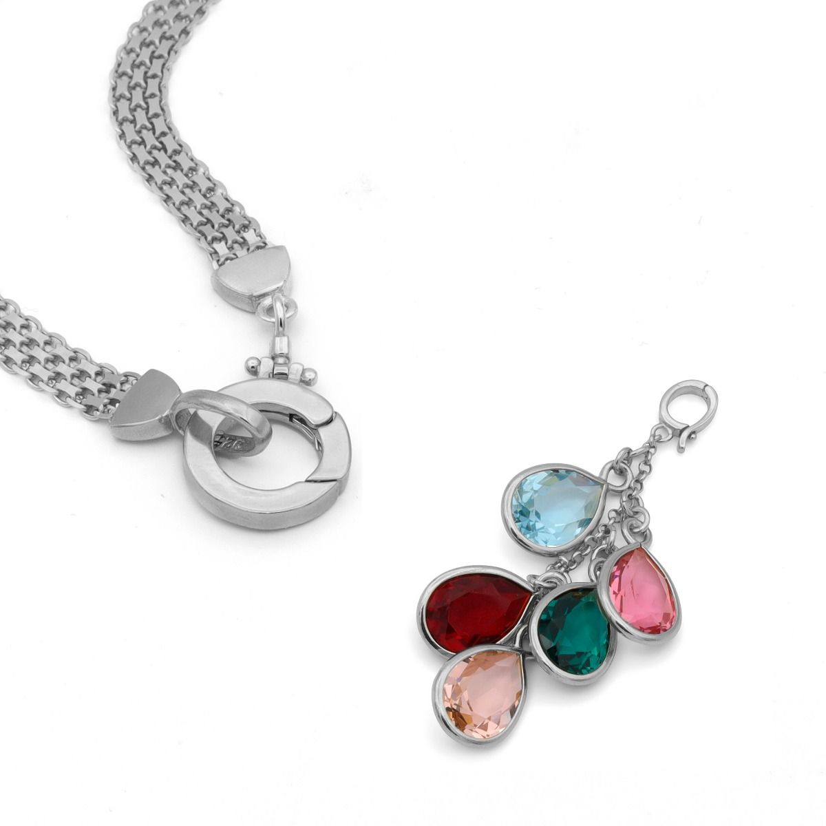 Garnet Birthstone Necklace Sterling Silver 18
