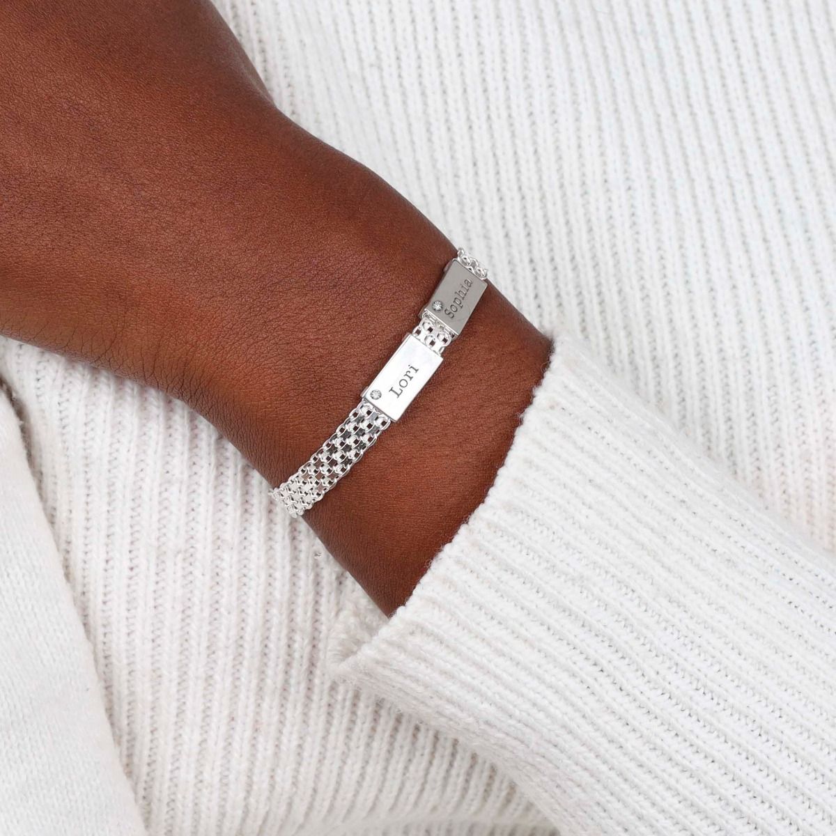 Milanese Chain Diamond Name Bracelet Silver Talisa