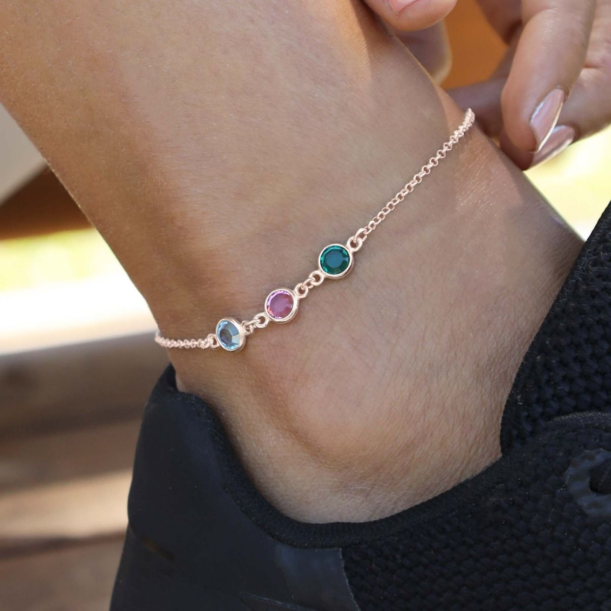 Gold birthstone anklet cheap