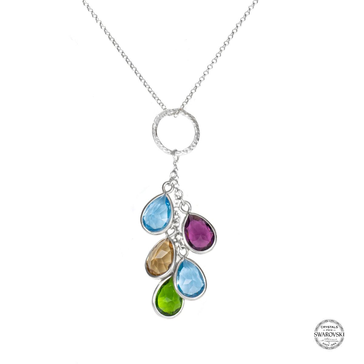 韓国発【TATIANA】(Silver925) Glint Birthstone Ring Necklace Ring Holder Necklace with Drop Birthstones in Silver by Talisa