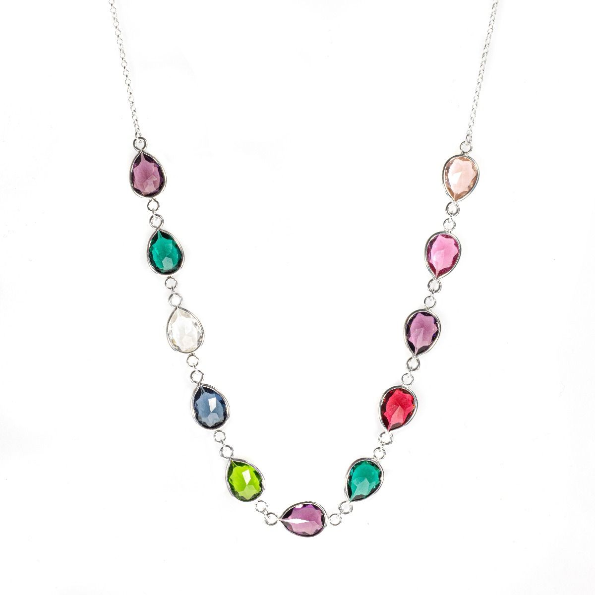 Color stone hot sale family necklace