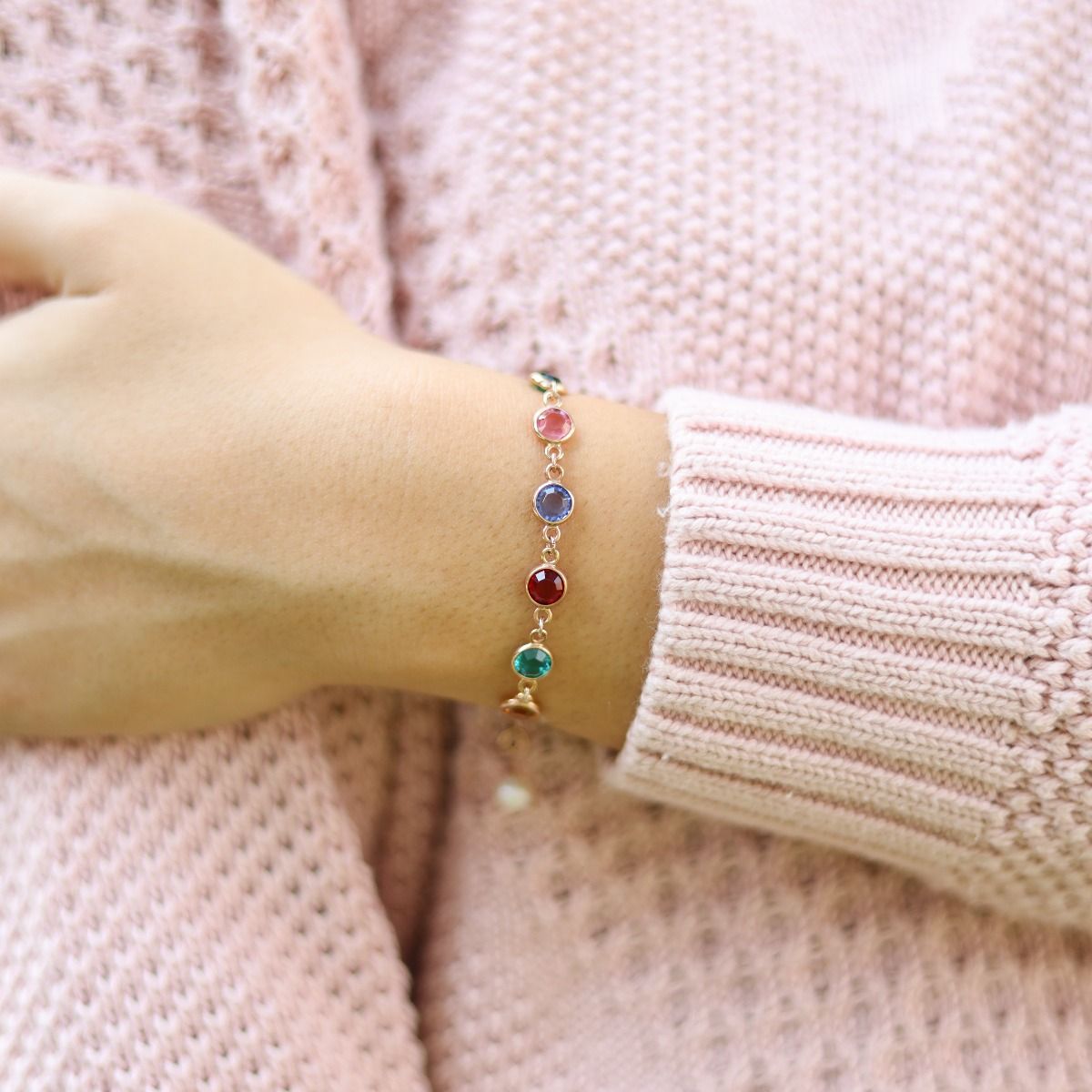 Birthstone Bracelets for Mom with Pearl Rose Gold Plated
