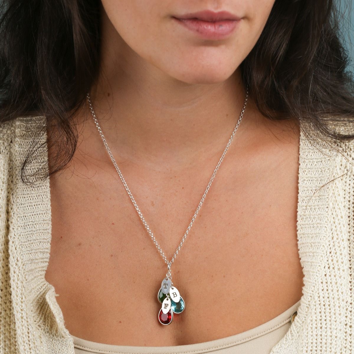 Sterling Silver Initial Necklace with 