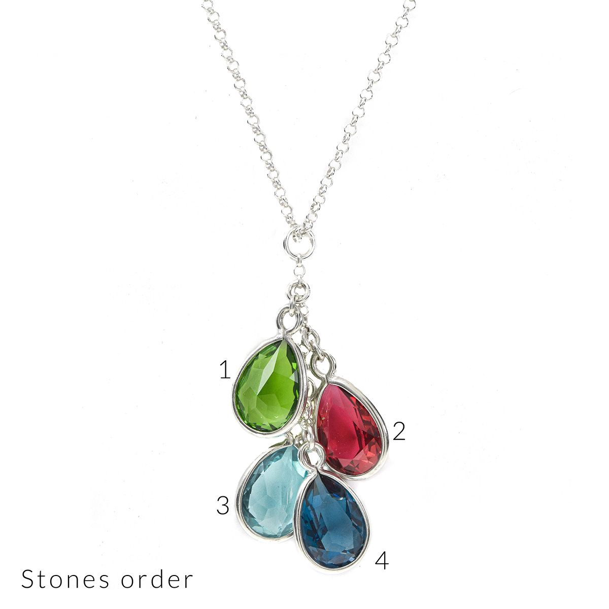 Custom Heart Birthstone Necklace with Engraved Names for Mom – ifshe.com