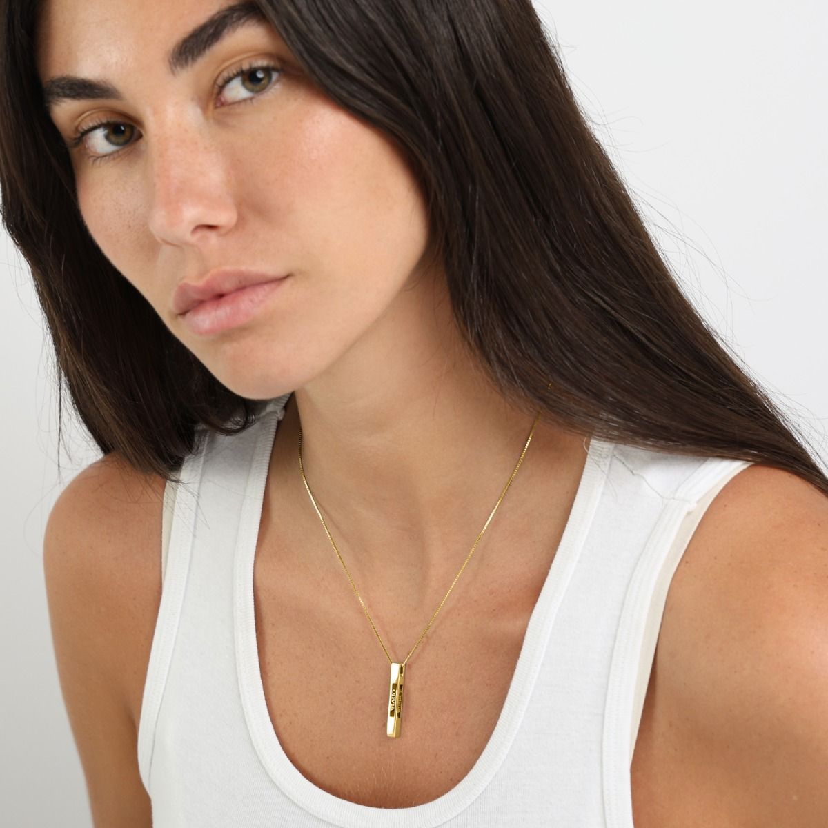 Women's engraved bar necklace cheap