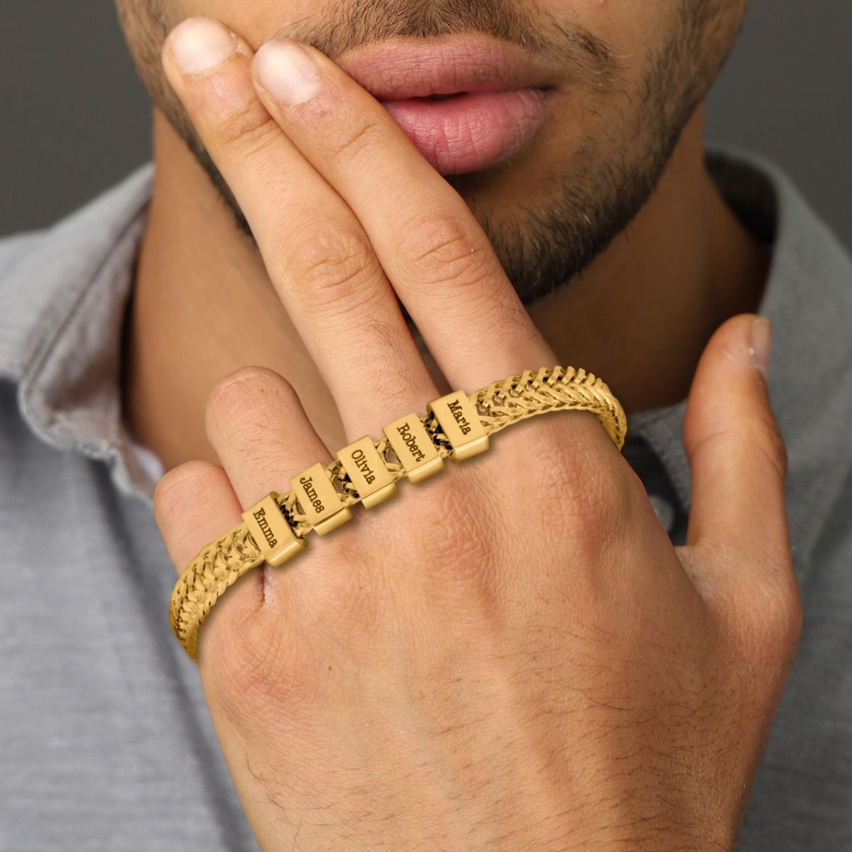 Mens personalized gold bracelets sale