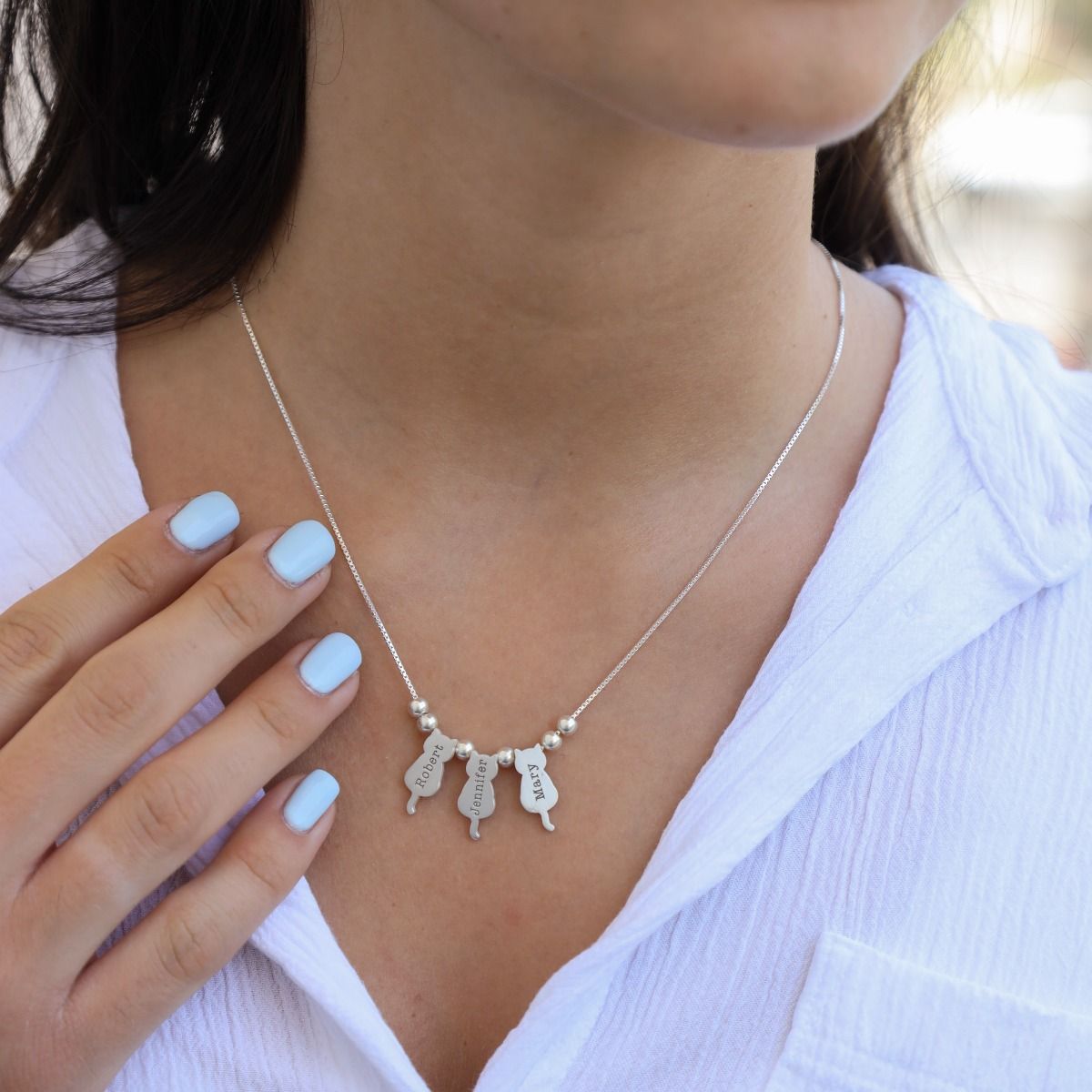 Engraved cat necklace sale