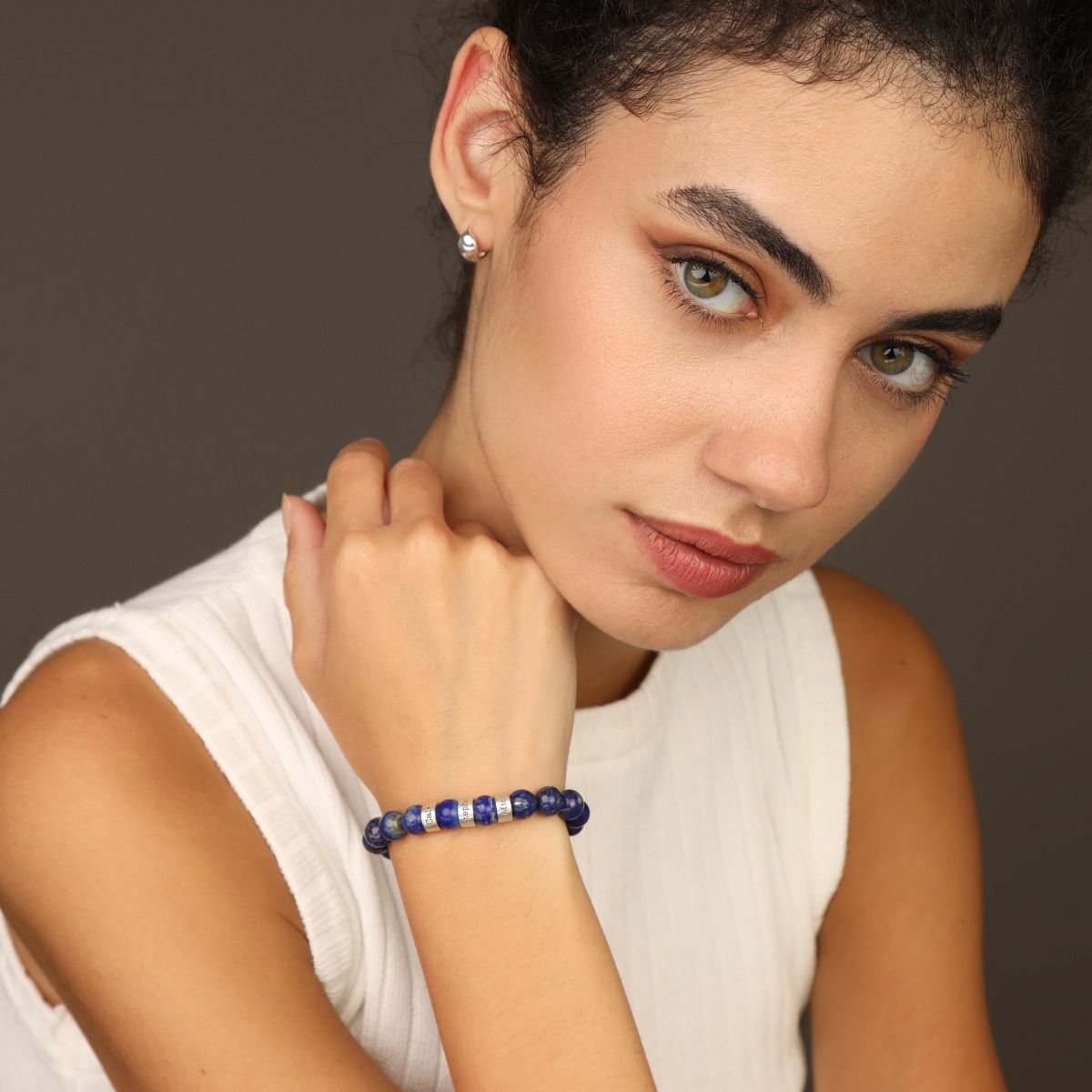 Engraved Lapis Lazuli Bracelet Personalized Jewelry Talisa