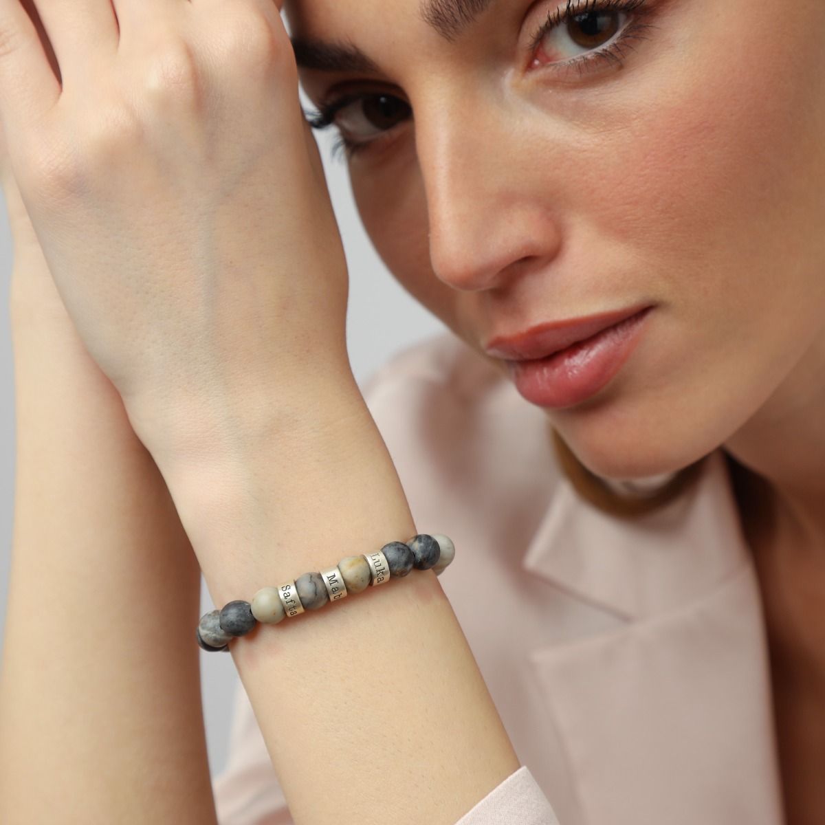 Red Bead Bracelet - Engraved Bracelets for Women - Talisa Jewelry