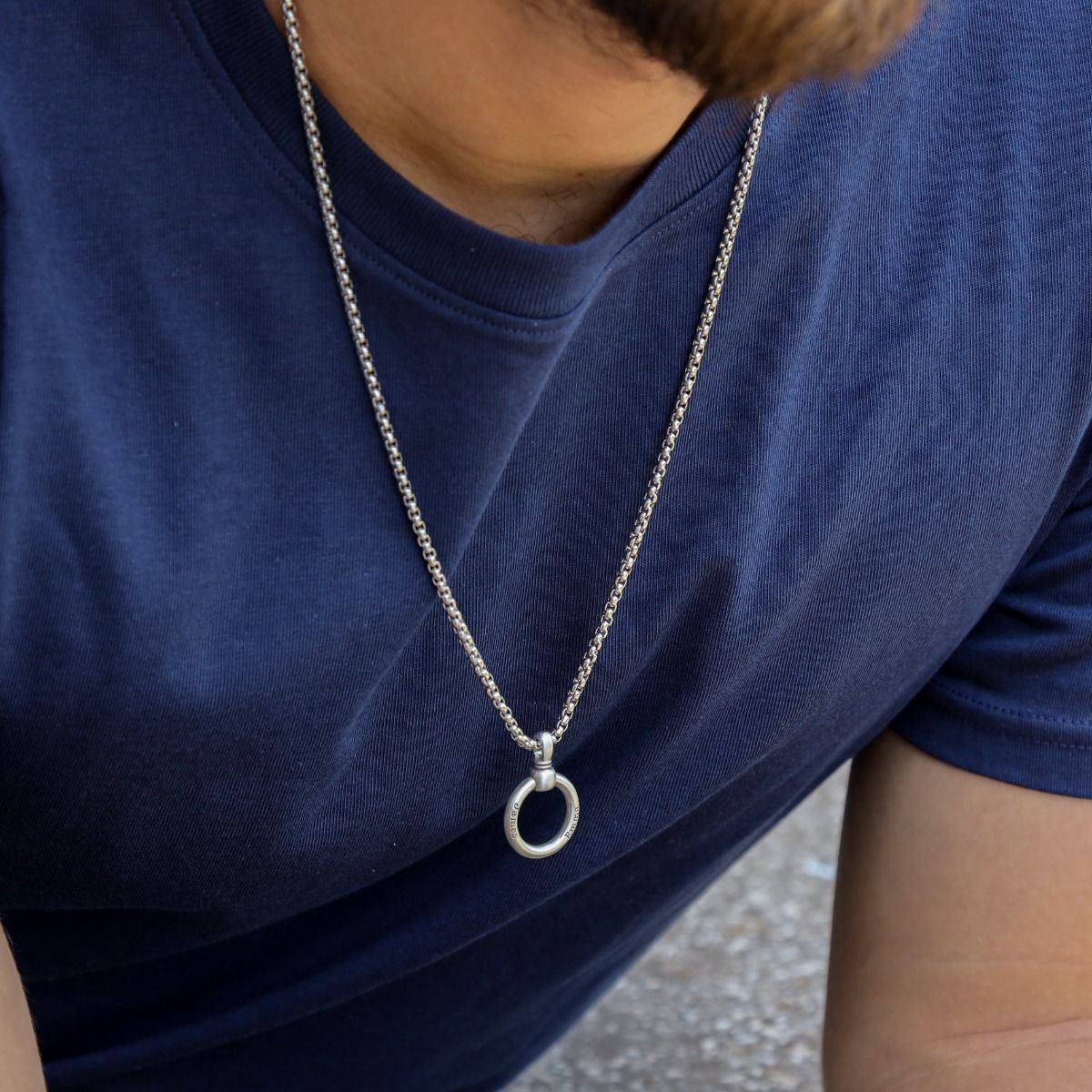 Leather Necklace Men Circle Rings Leather Rope Pendant - Temu
