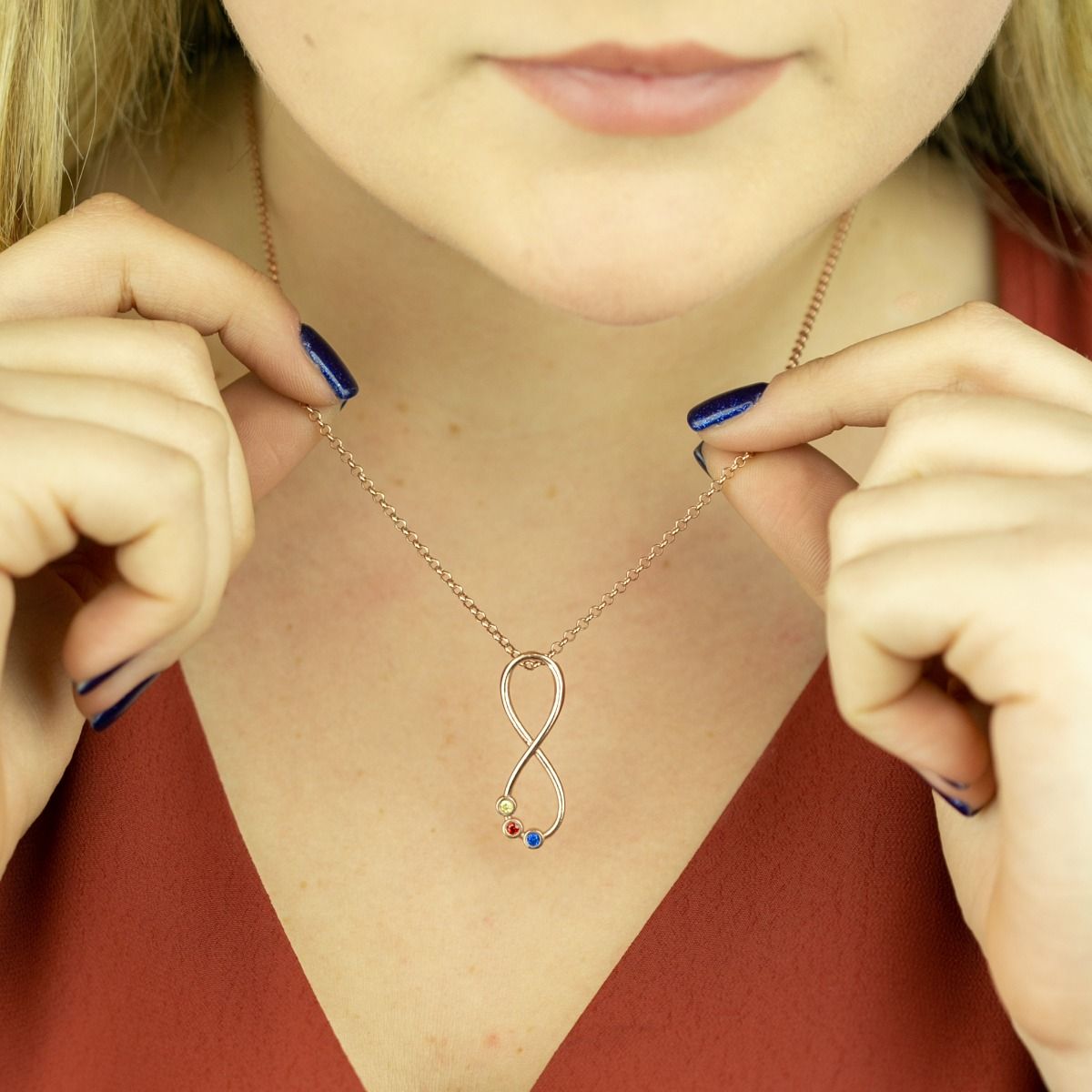 Infinity sale birthstone necklace