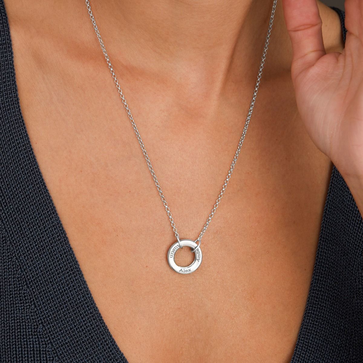 Family Circle Rolo Chain Name Necklace in Silver by Talisa - Family Gift  Ideas