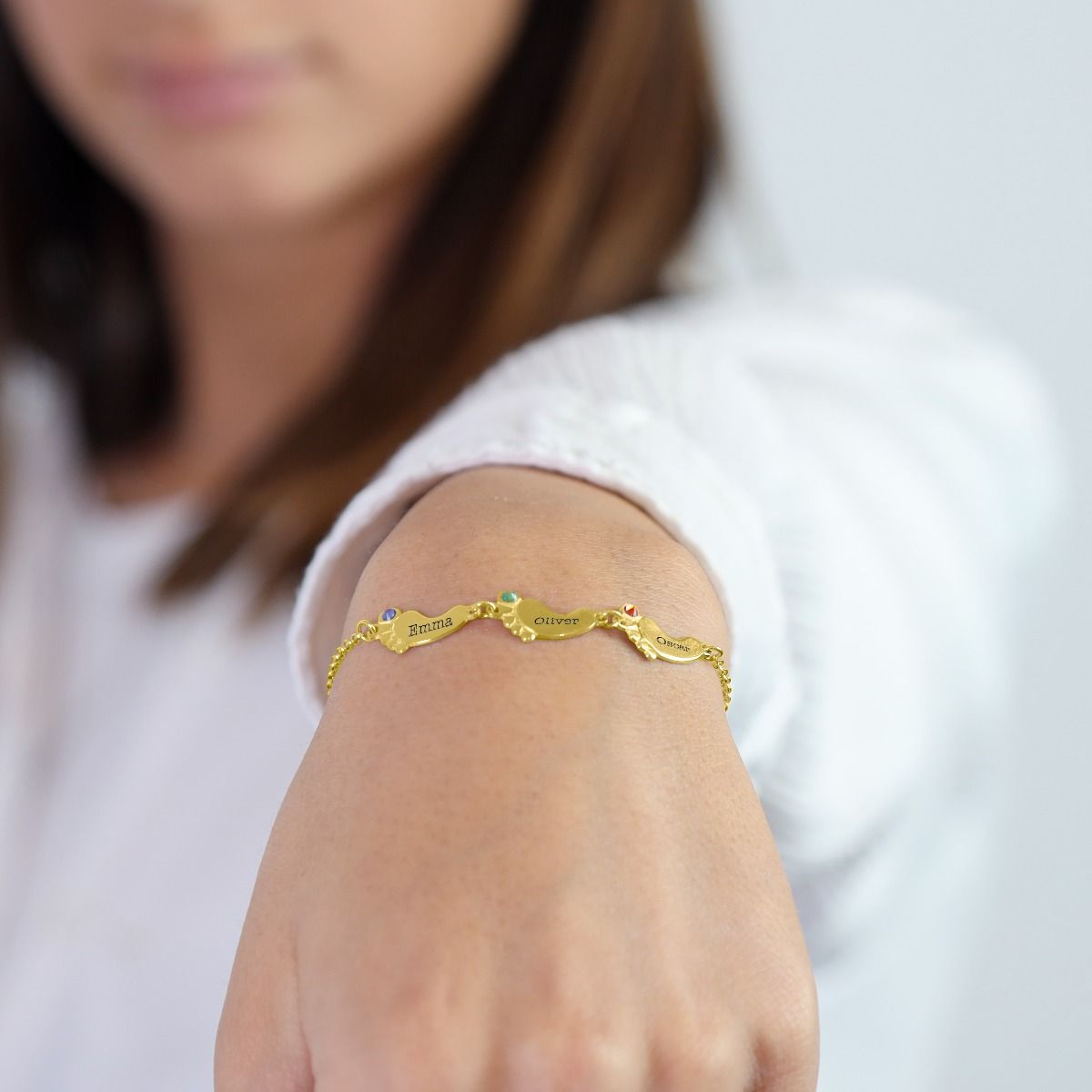 Family Path Engraved Custom Bracelets with Birthstones Talisa Jewelry