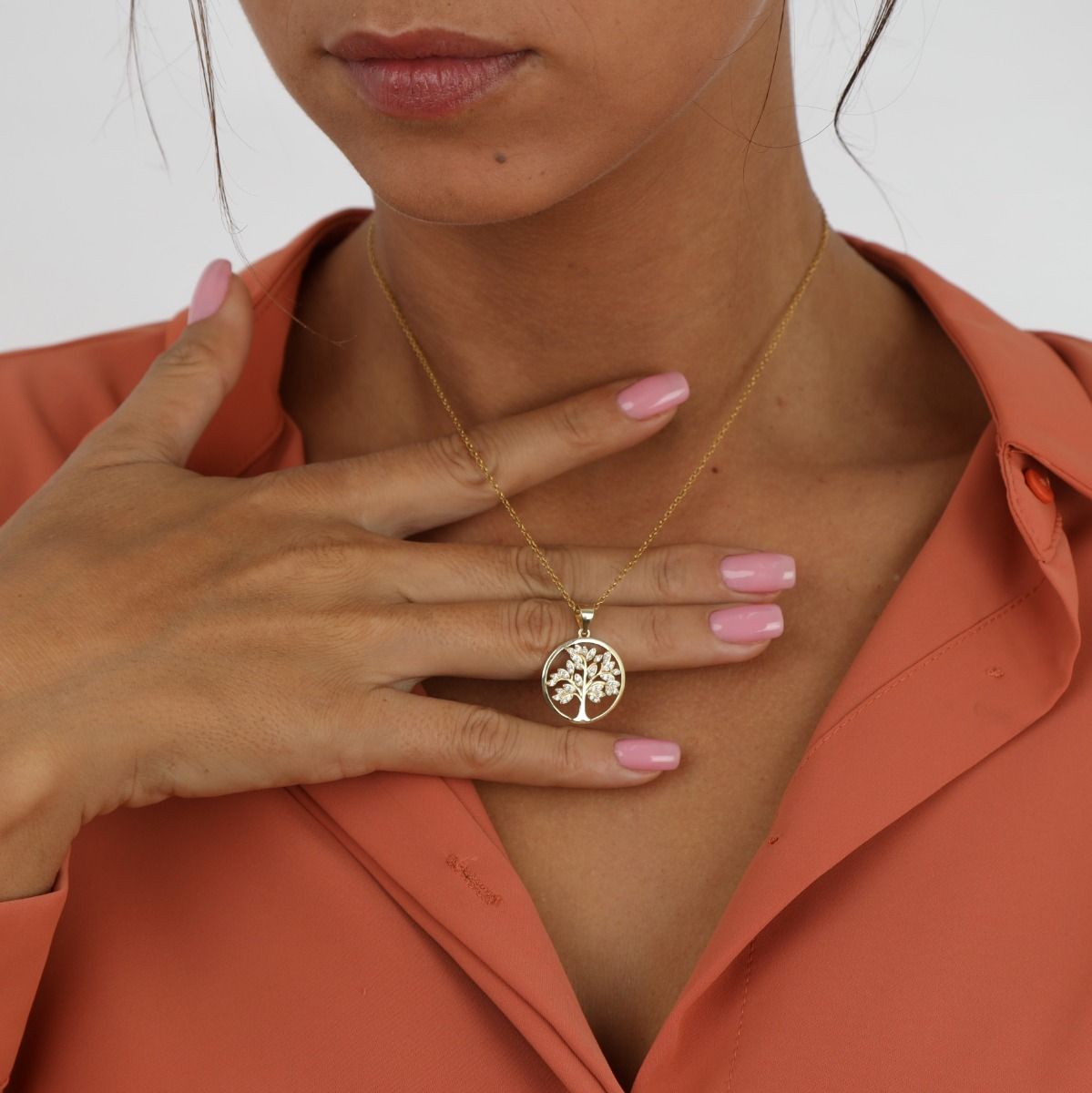 Family Tree Necklace With Crystals Gold Plated Talisa