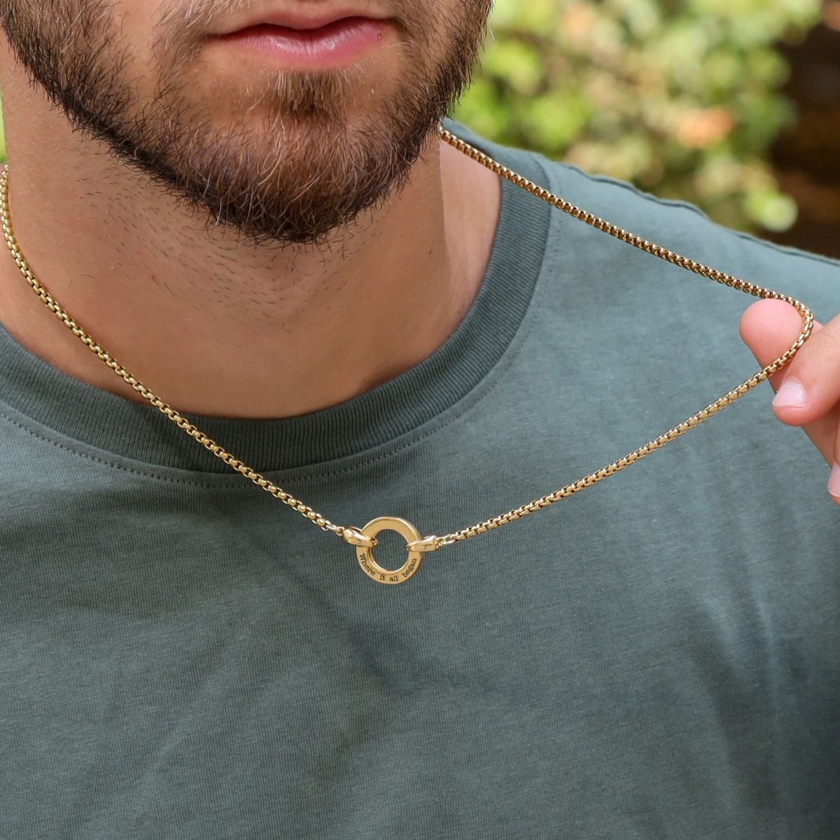 Mens gold circle outlet pendant necklace