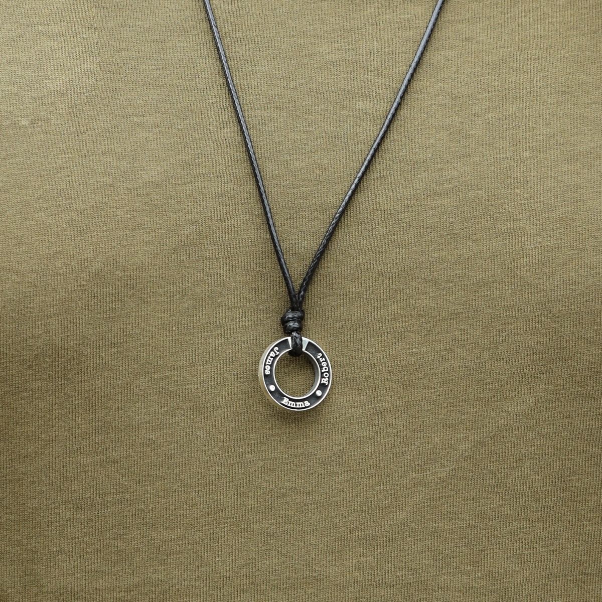 Hexa Bar Name Necklace for Men - Sterling Silver / Black Cord by Talisa