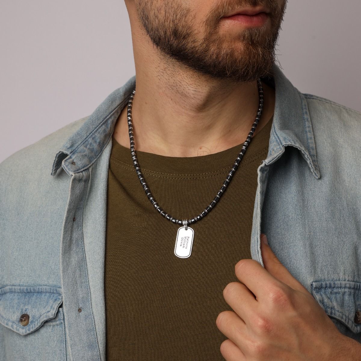 Mens necklace with kids names on sale