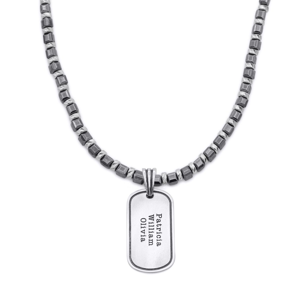 Sterling Silver Personalized Dog Tag Necklace - Fathers Necklace - Mens Name Necklace
