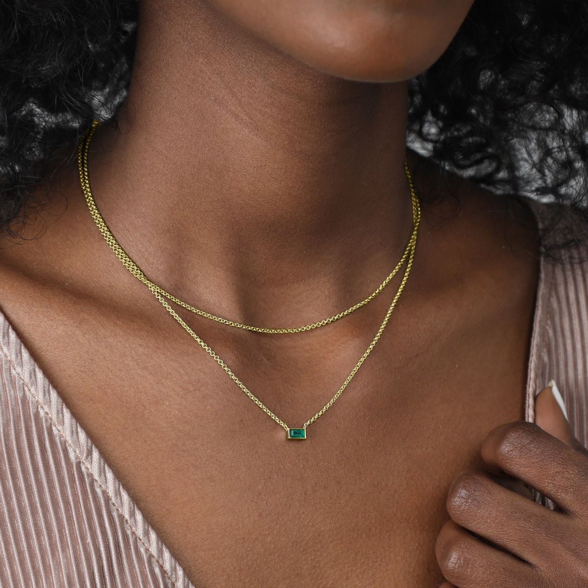 Genuine Emerald Necklace (18K Gold Vermeil) - Talisa