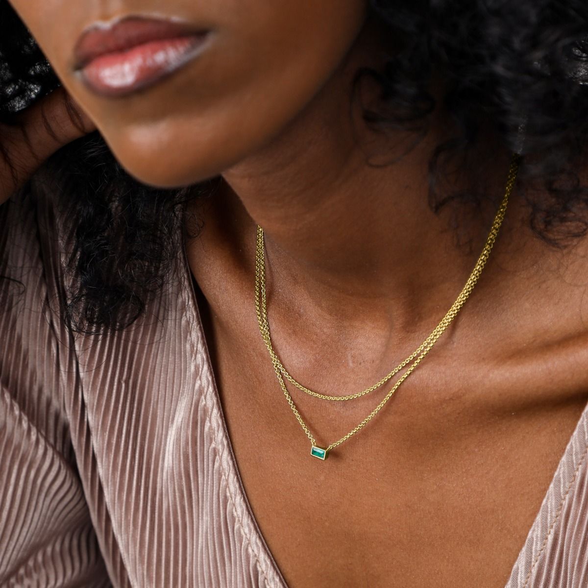 Genuine Emerald Necklace [18K Gold Vermeil]
