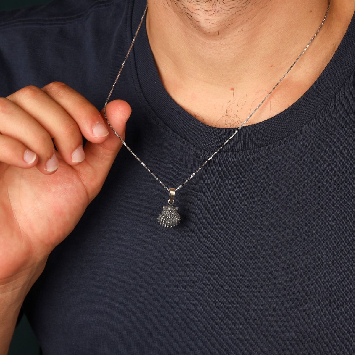 Gift from the Ocean Men Necklace Seashell Pendant Silver