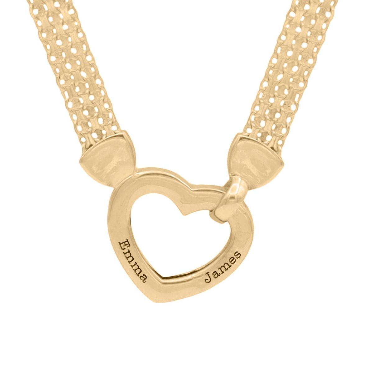Heart Charm Bracelet with Engraved Names (Gold Plated) - Talisa Jewelry