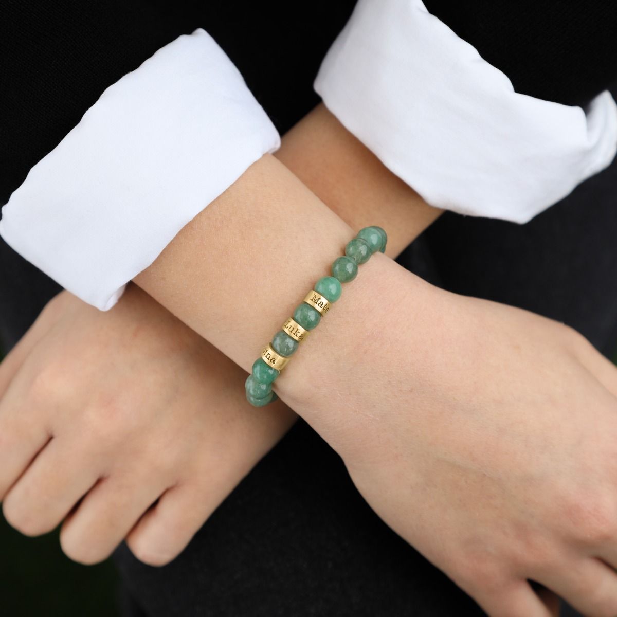 Green Turquoise Bead Bracelet by Talisa - Name Bracelets for Women